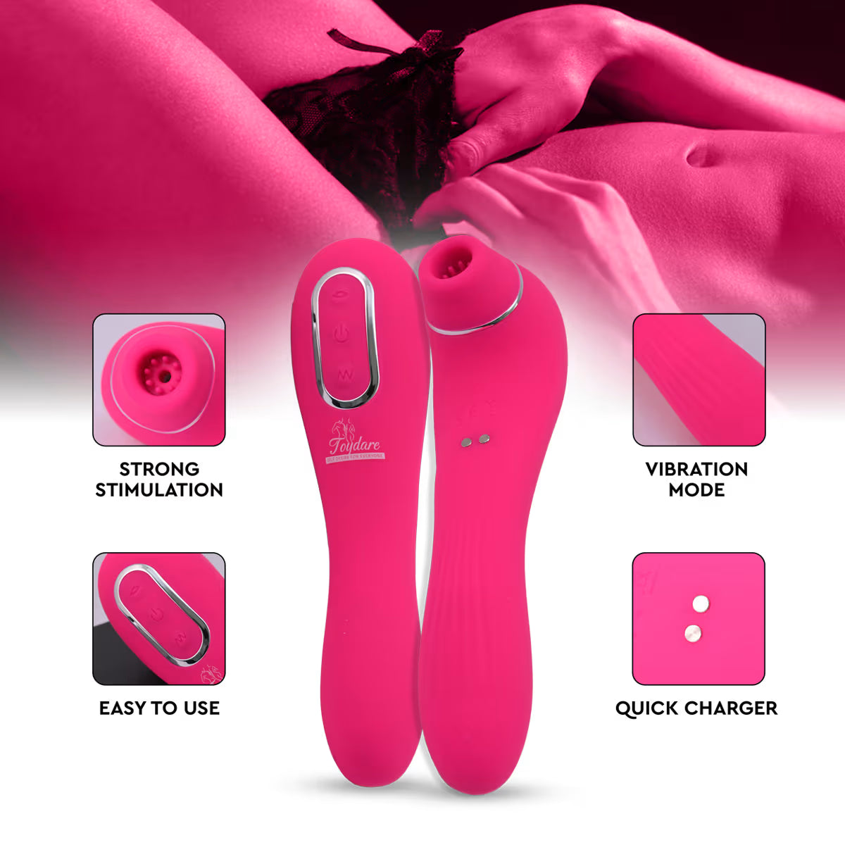 Vibrator Wand for Women, 2-in-1 Clitoral Stimulator & G Spot Vibrator, Suction Vibrator with Multiple Vibration Modes, Silent Female Vibrator, Adult Toy for Couples, Nipple Sucker