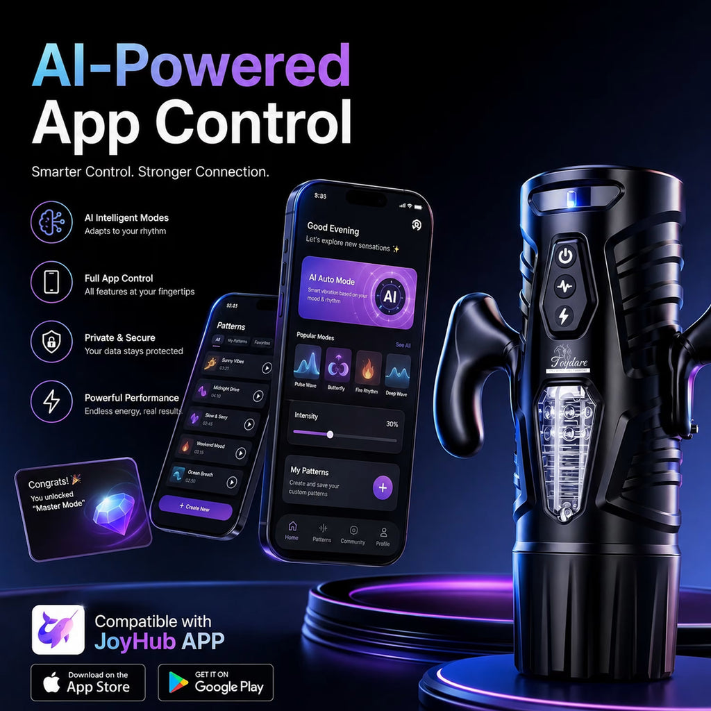 AI Sync Male Masturbator for Men – Automatic Thrusting & Rotating Male Stroker with Handle, 7 Vibration Modes, APP Control, Hands-Free Suction Cup, Interactive Penis Pump Adult Toy