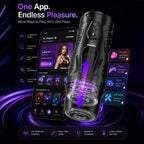 AI Interactive Male Masturbator for Men – 7 Thrusting & 7 Rotating Modes, Hands-Free Pocket Sleeve with LCD Screen, Viewing Window & Stable Mount Base