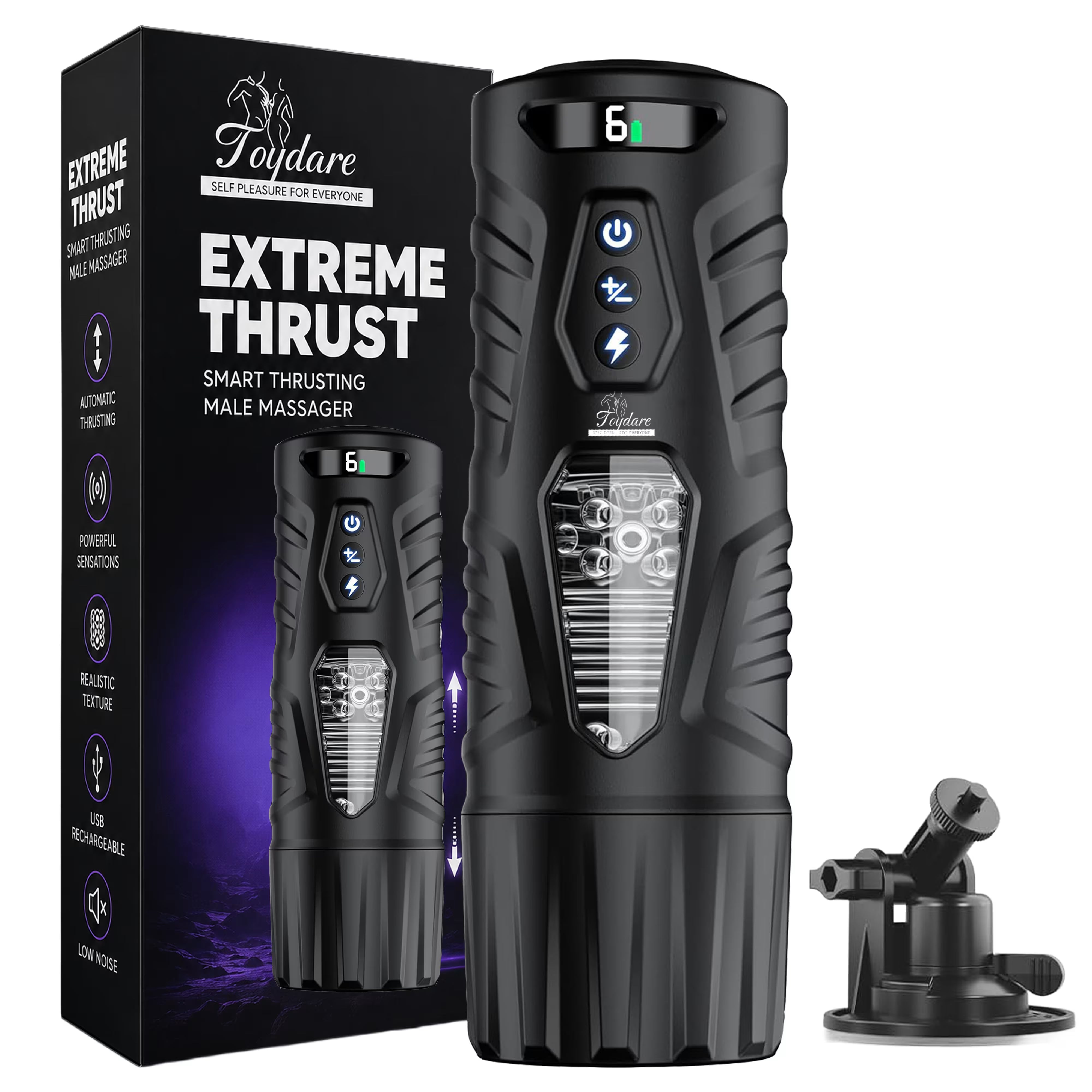AI Interactive Male Masturbator for Men – 7 Thrusting & 7 Rotating Modes, Hands-Free Pocket Sleeve with LCD Screen, Viewing Window & Stable Mount Base