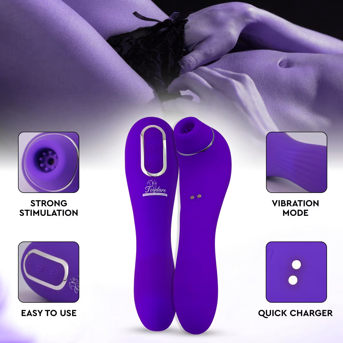 Vibrator Wand for Women, 2-in-1 Clitoral Stimulator & G Spot Vibrator, Suction Vibrator with Multiple Vibration Modes, Silent Female Vibrator, Adult Toy for Couples, Nipple Sucker (Purple)