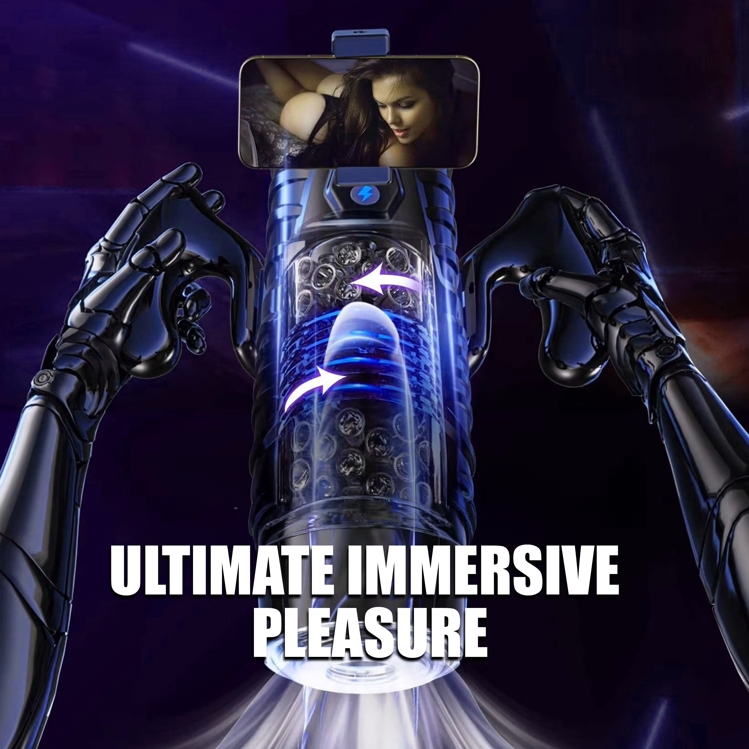 AI Sync Male Masturbator for Men – Automatic Thrusting & Rotating Male Stroker with Handle, 7 Vibration Modes, APP Control, Hands-Free Suction Cup, Interactive Penis Pump Adult Toy