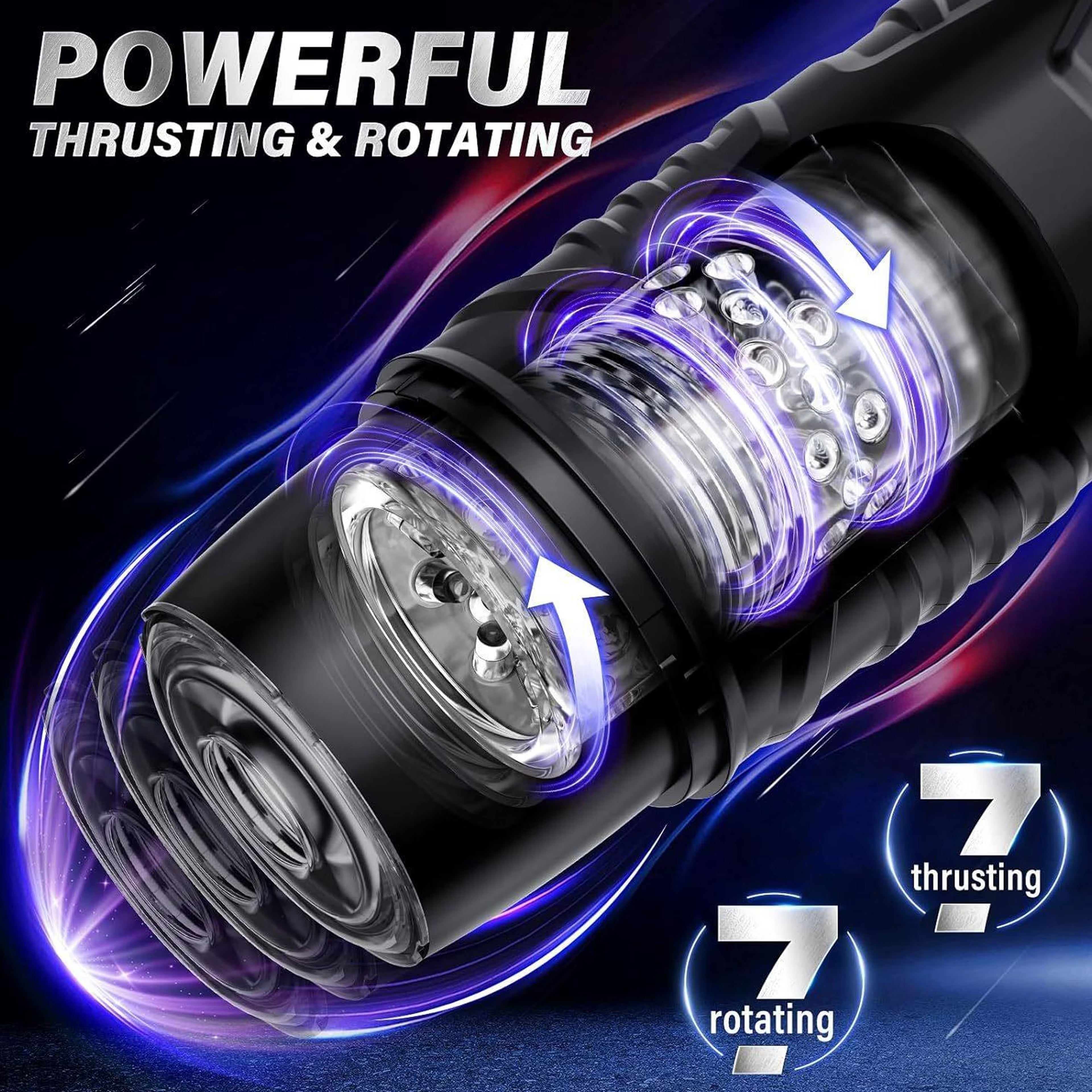 AI Interactive Male Masturbator for Men – 7 Thrusting & 7 Rotating Modes, Hands-Free Pocket Sleeve with LCD Screen, Viewing Window & Stable Mount Base